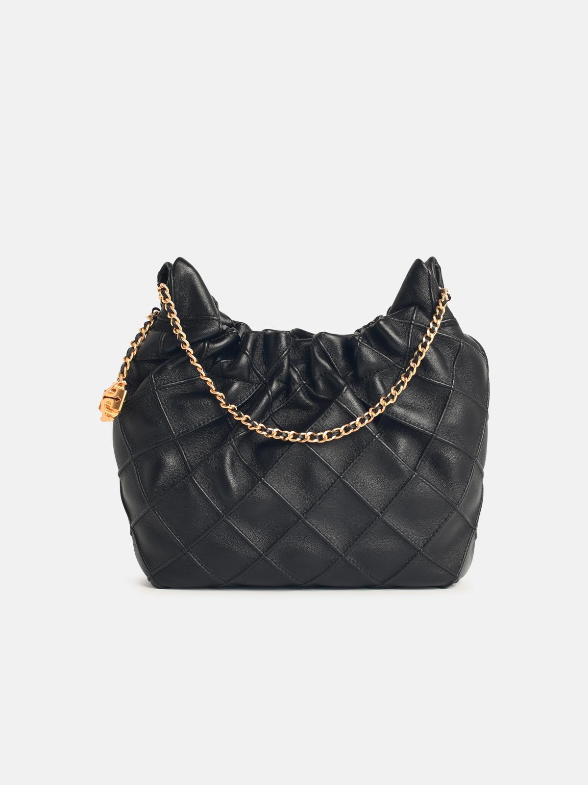 Tory Burch Small 'fleming' Black Leather Bag