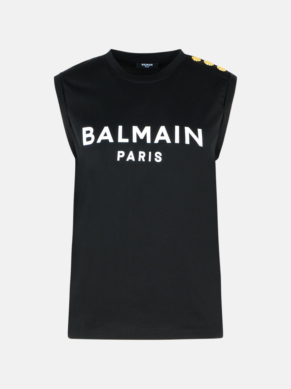 Balmain Teen Logo Sleeveless Top In Black