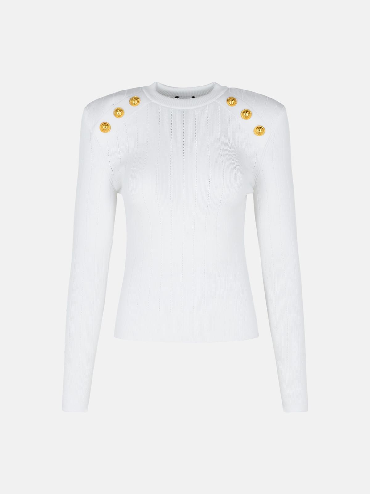 Balmain White Viscose Blend Sweater In White