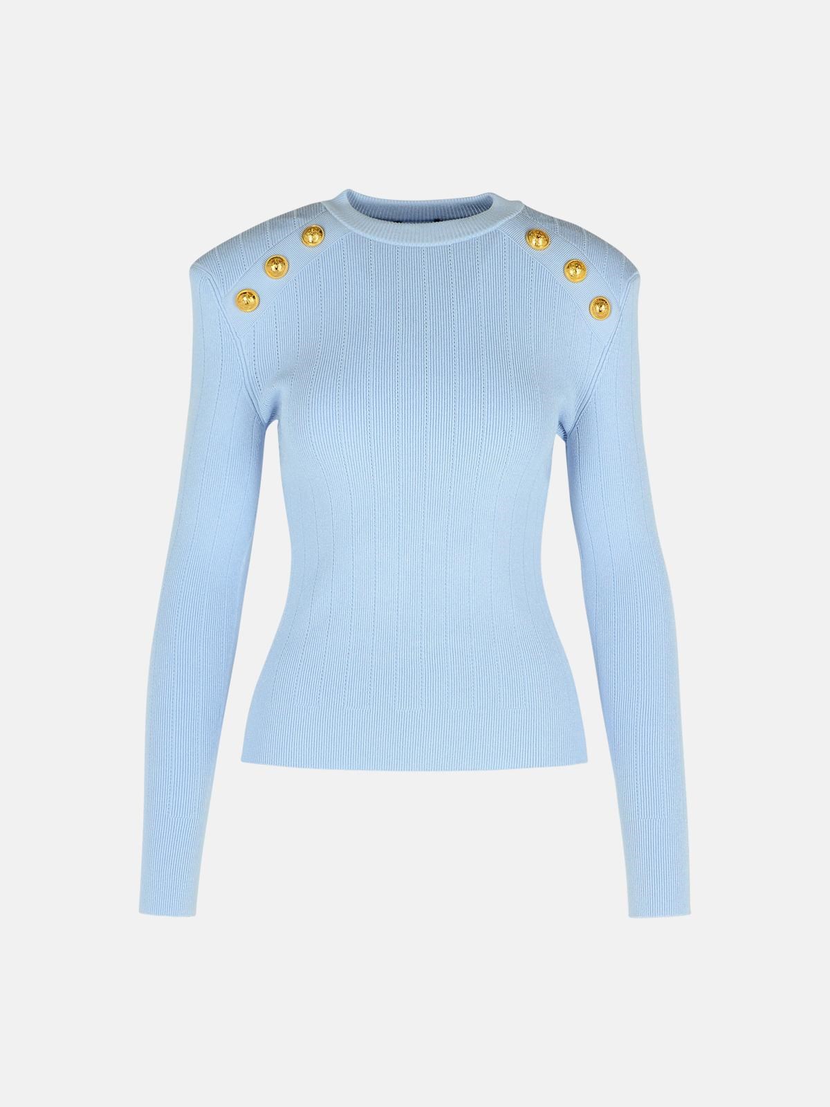 Balmain Light Blue Viscose Blend Jumper