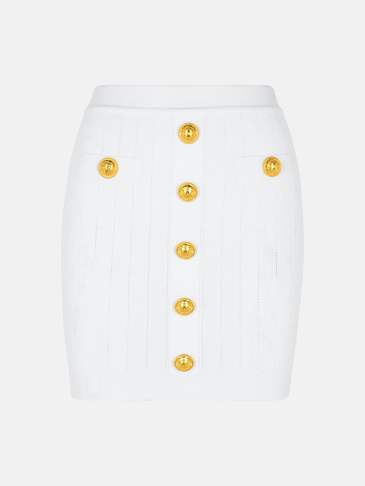 Balmain Mini Skirt In White Viscose Blend In White