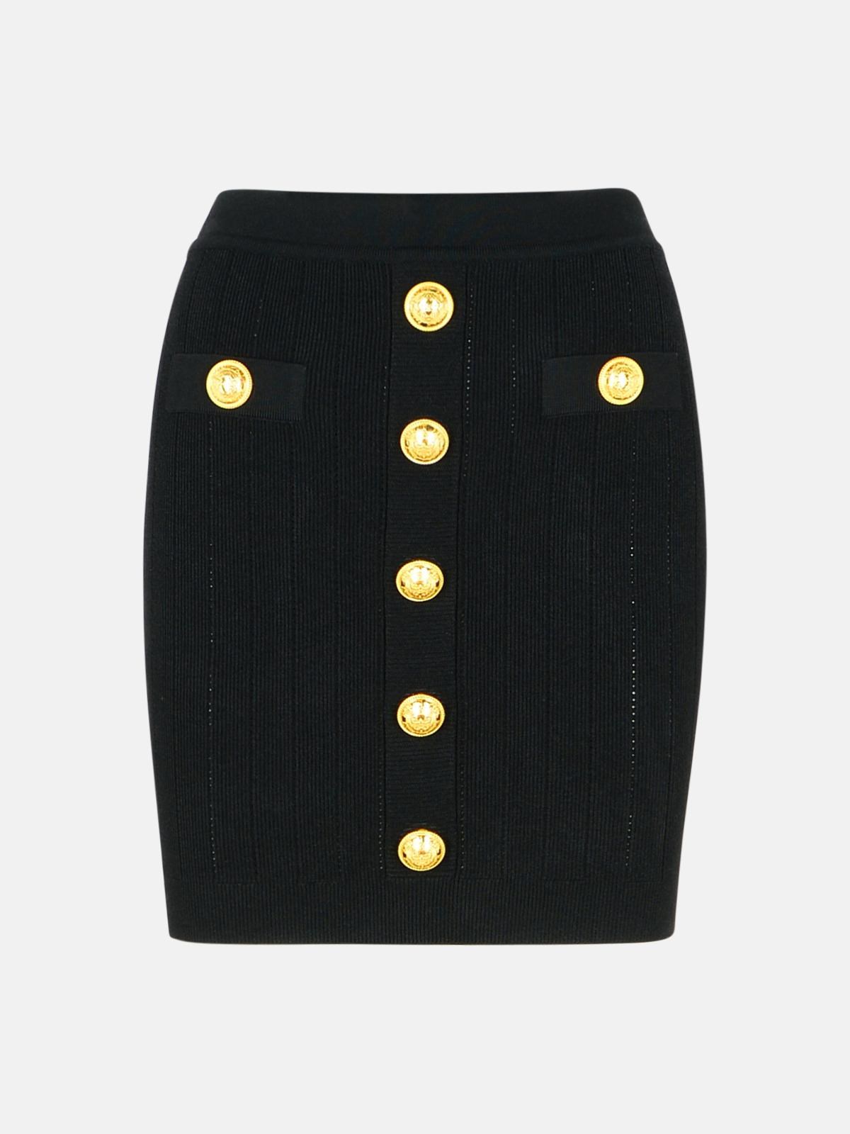Balmain Black Viscose Blend Miniskirt In Black