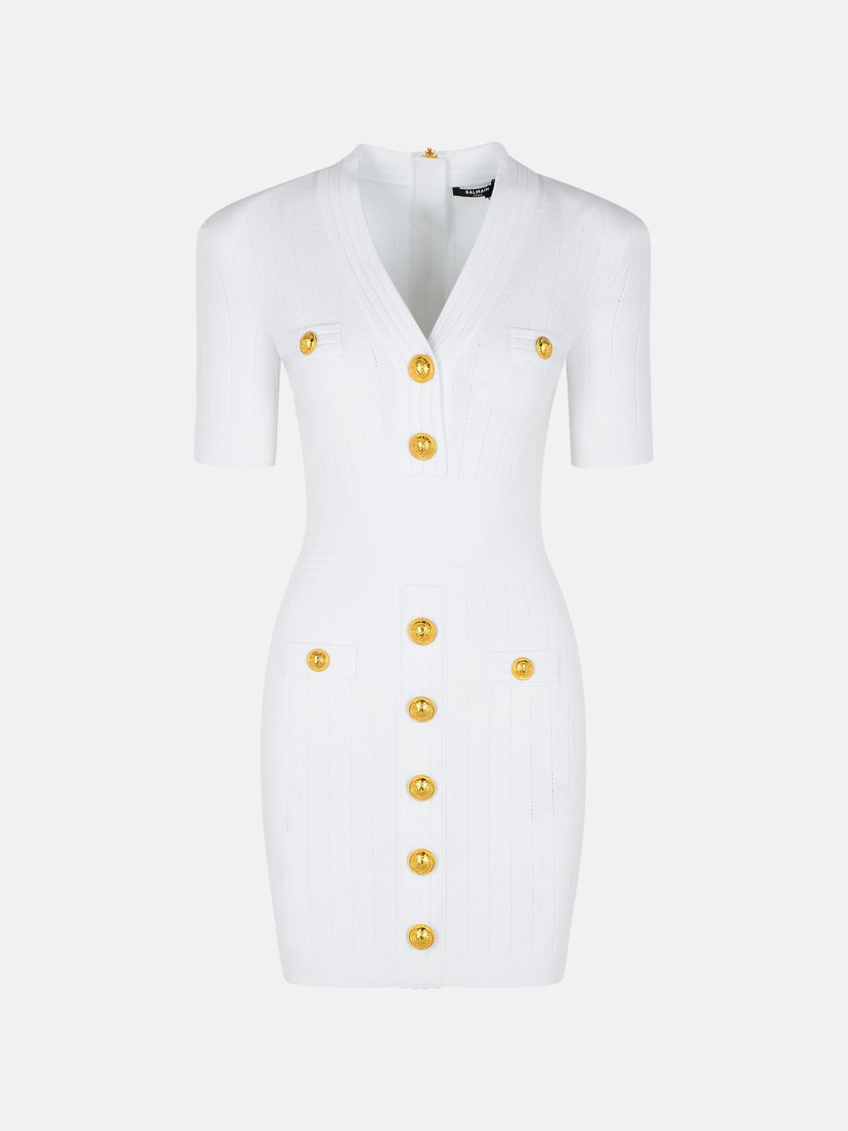 Balmain White Viscose Blend Dress