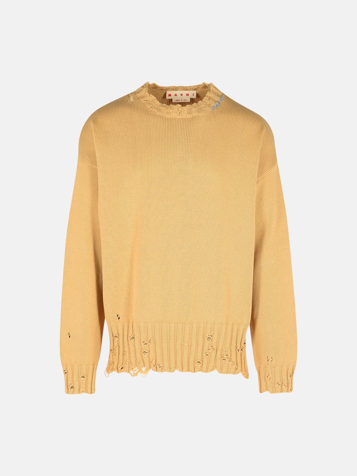 Marni Beige Cotton Sweater In Beige