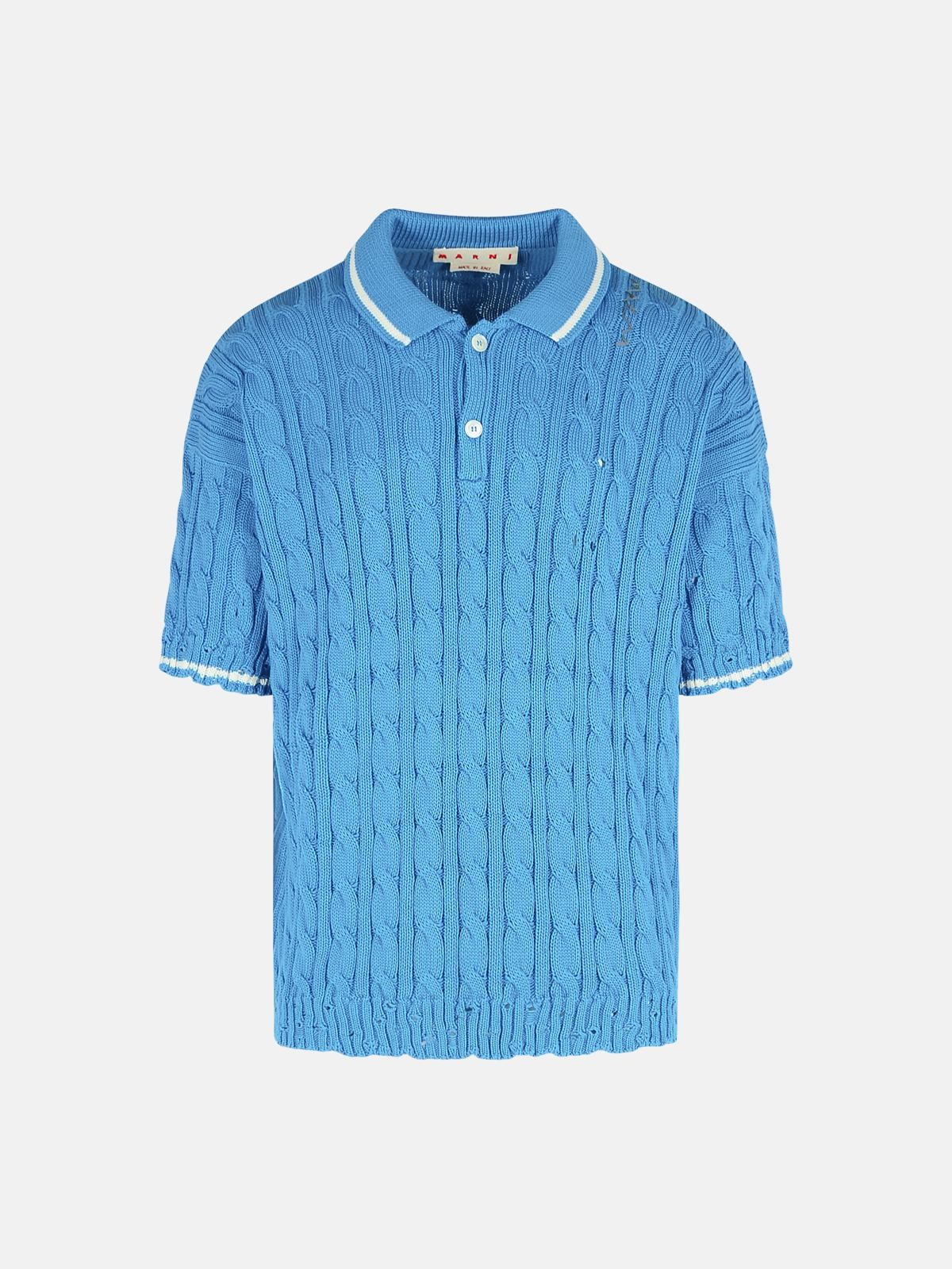 Marni Short Sleeve Polo Shirt In Blue