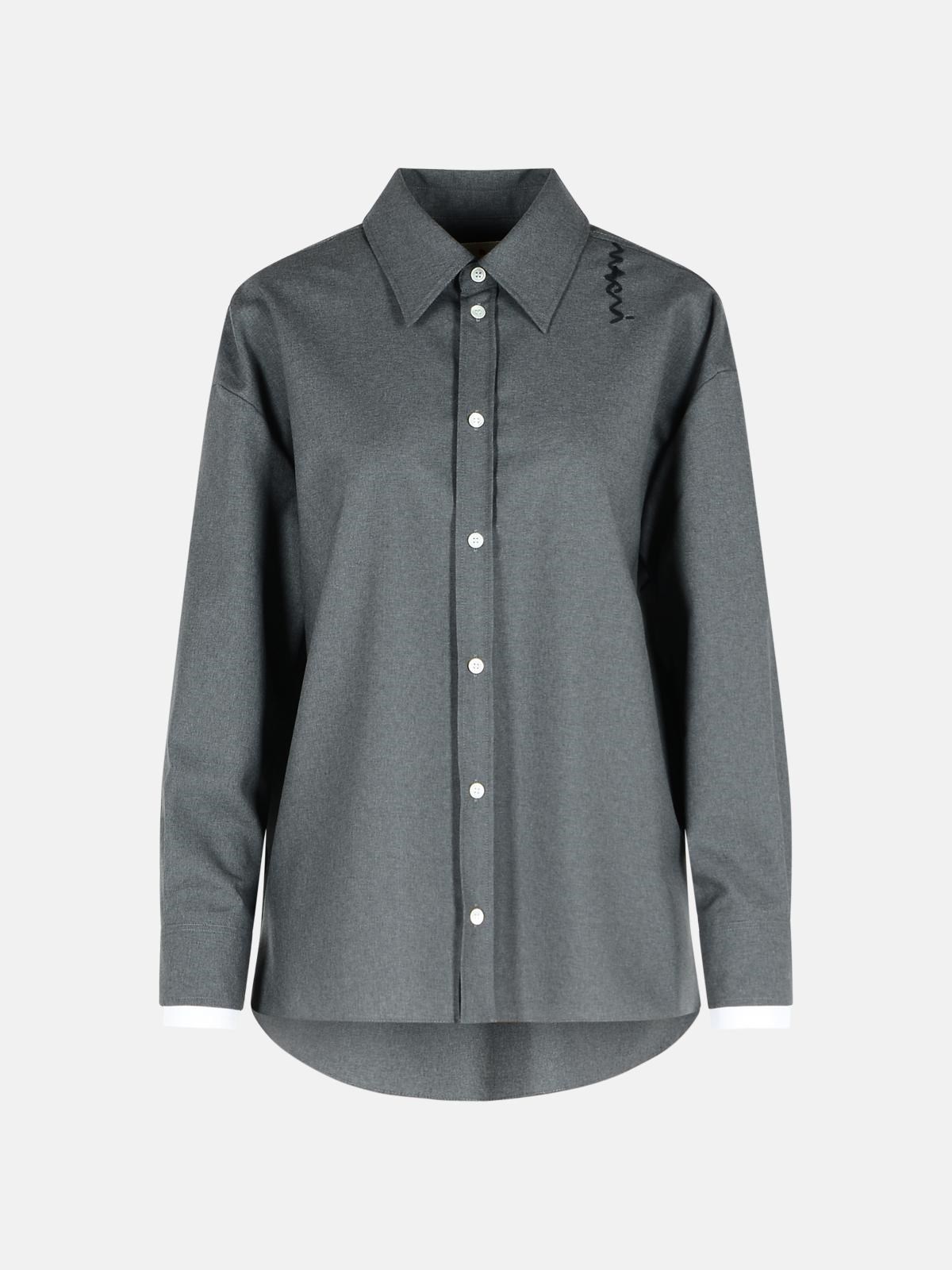 Marni Grey Virgin Wool Shirt In Grey