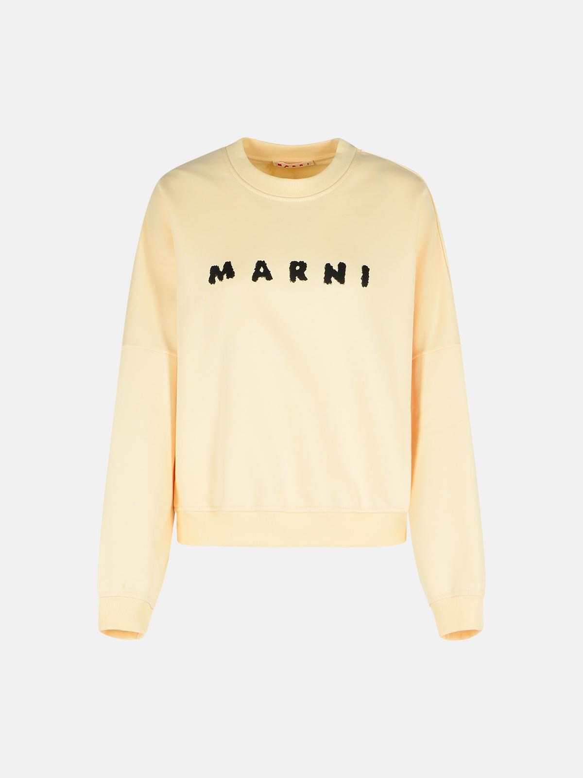 Marni Ivory Cotton Sweatshirt In Ivory