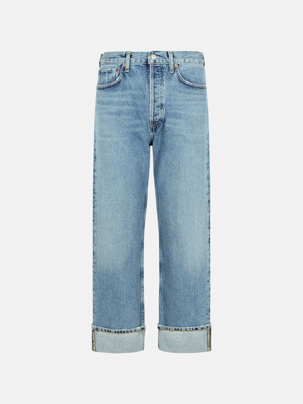 Agolde 'fran' Light Blue Denim Jeans In Light Blue