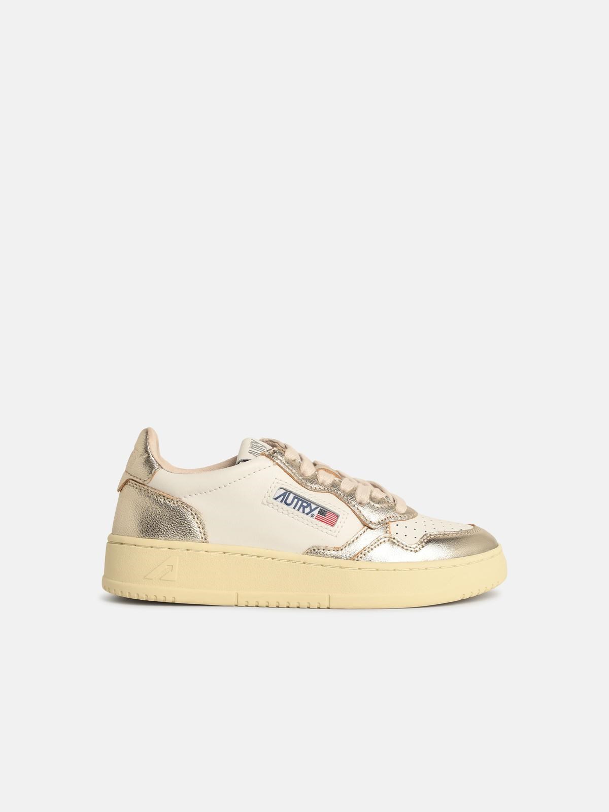 Autry 'medialist' Gold Leather Sneakers