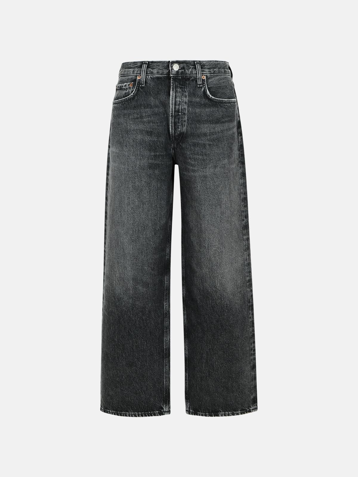 Agolde 'sluggy Baggy' Black Denim Jeans In Black
