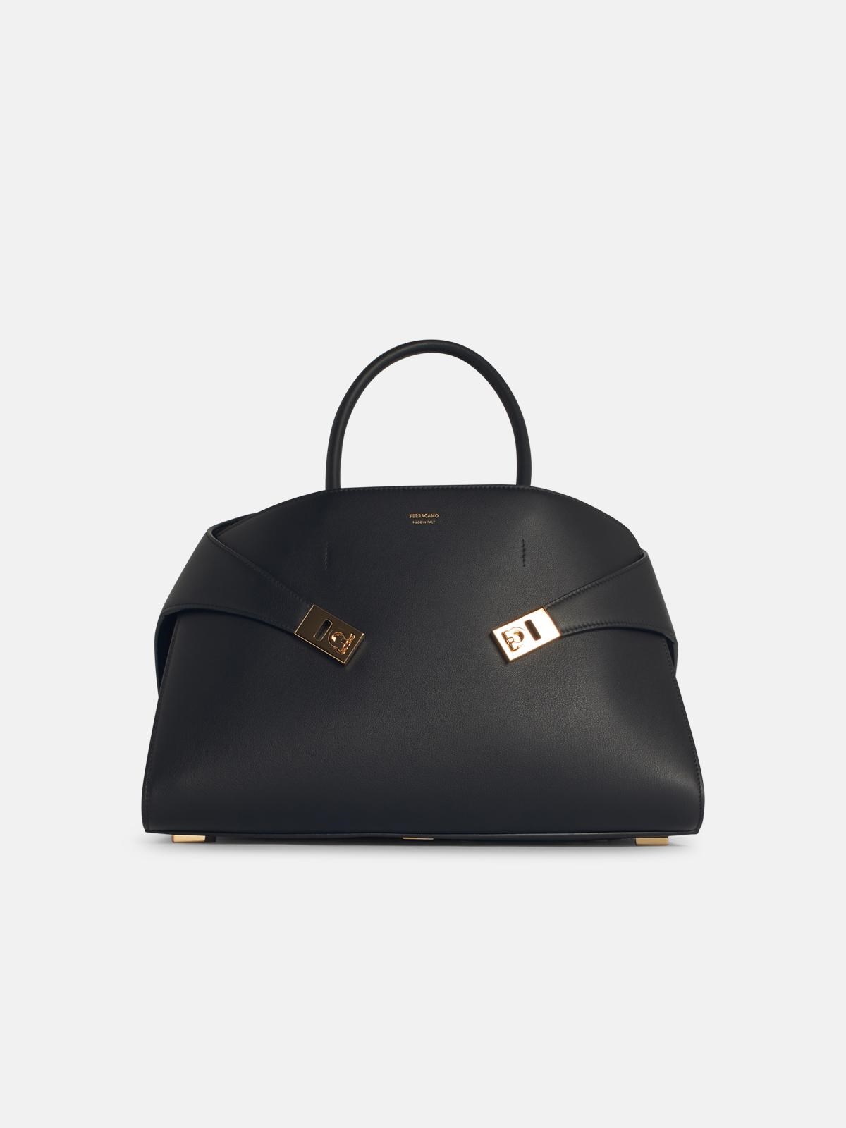 Ferragamo 'hug' Black Leather Bag In Black
