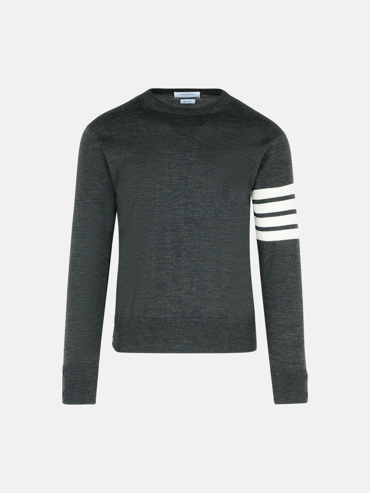 Thom Browne '4-bar' Grey Virgin Wool Sweater In Grey