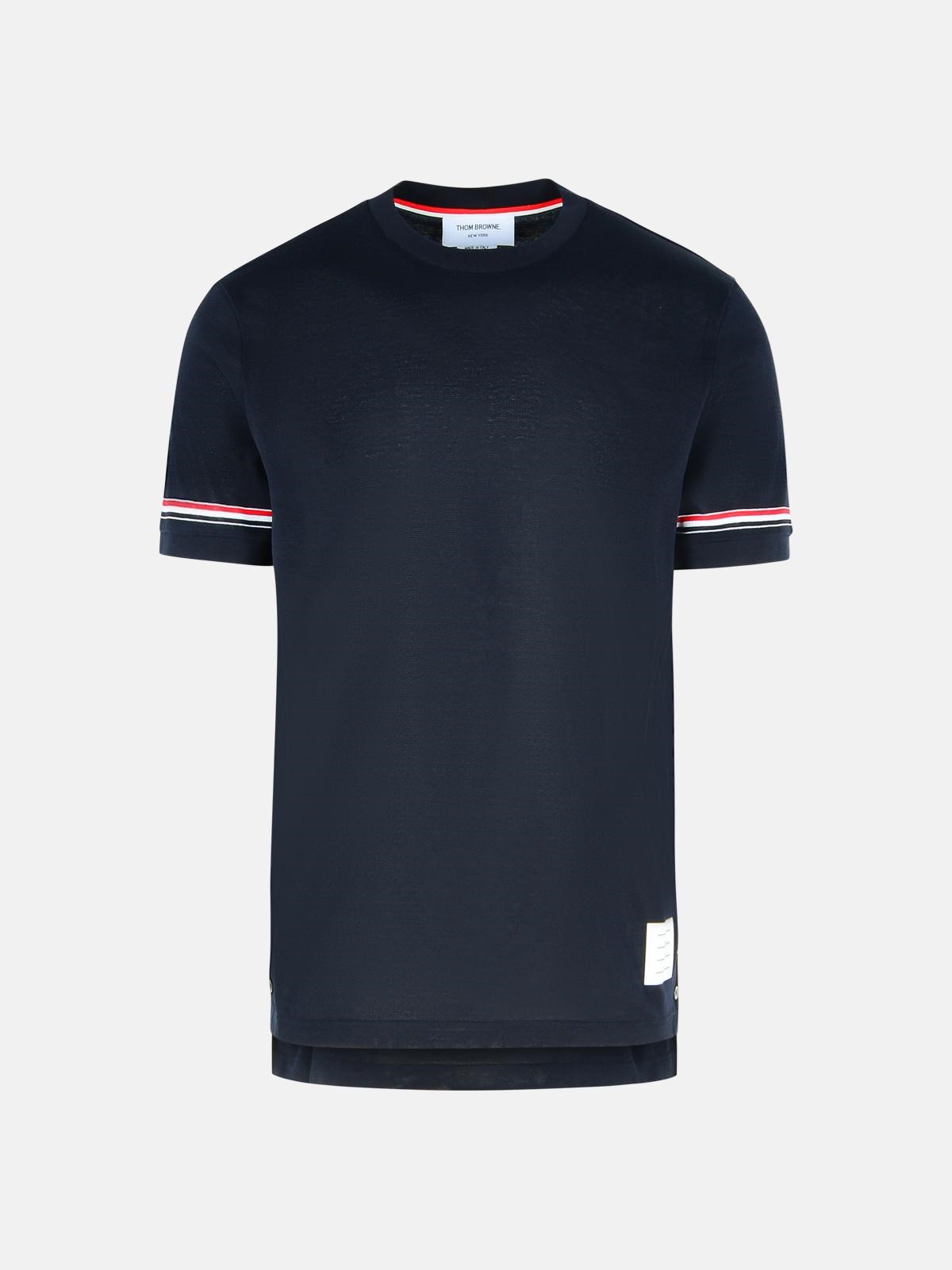 Thom Browne 'cuff' Navy Cotton T-shirt