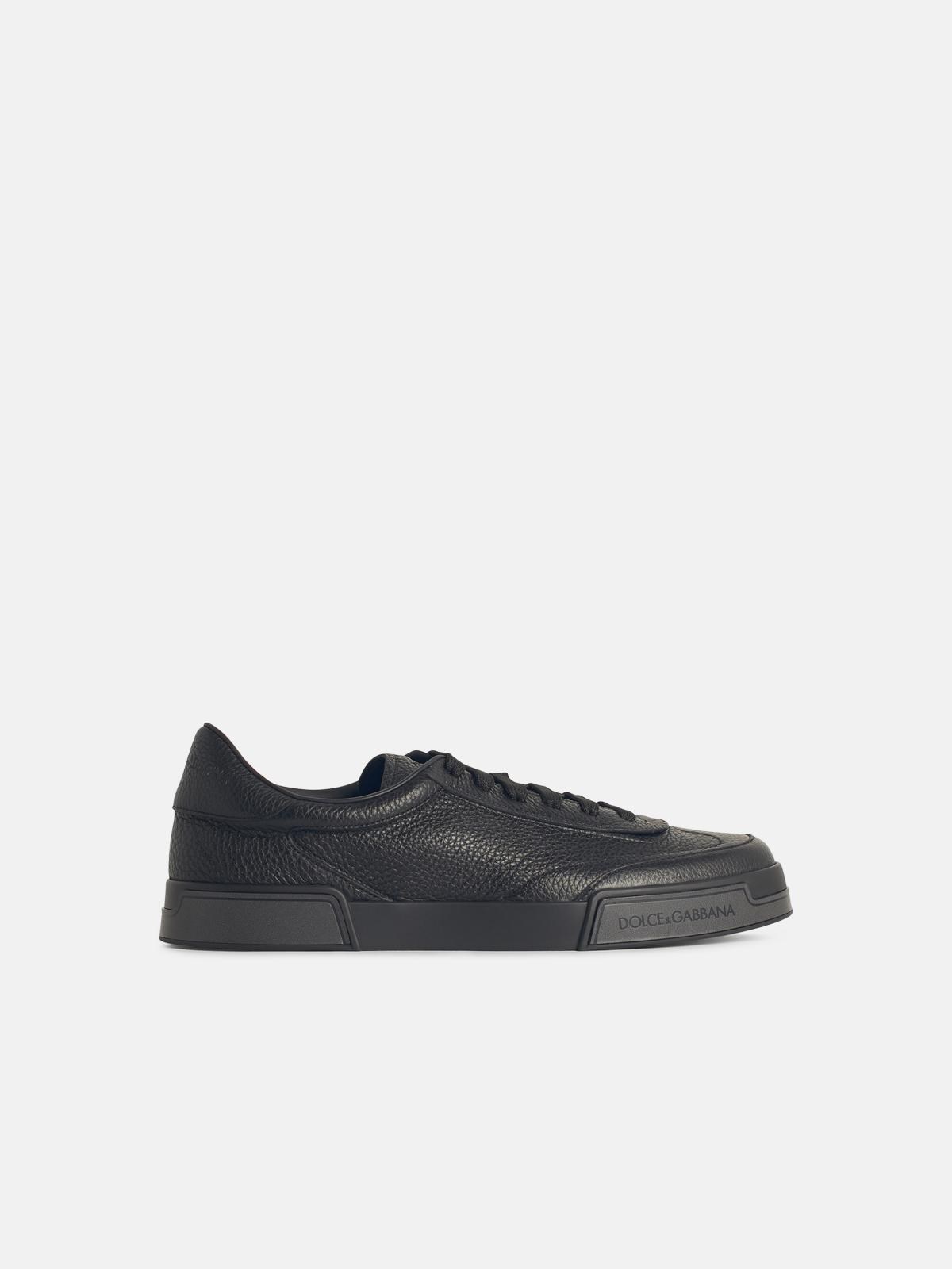 Dolce & Gabbana 'portofino' Black Leather Sneakers In Black