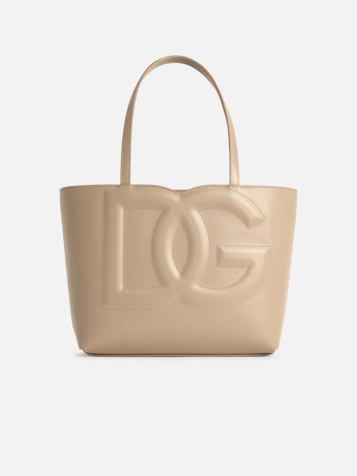 Dolce & Gabbana Small Beige Leather Shopping Bag