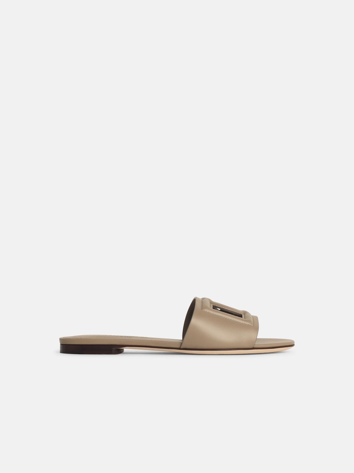 Dolce & Gabbana Beige Leather Slippers