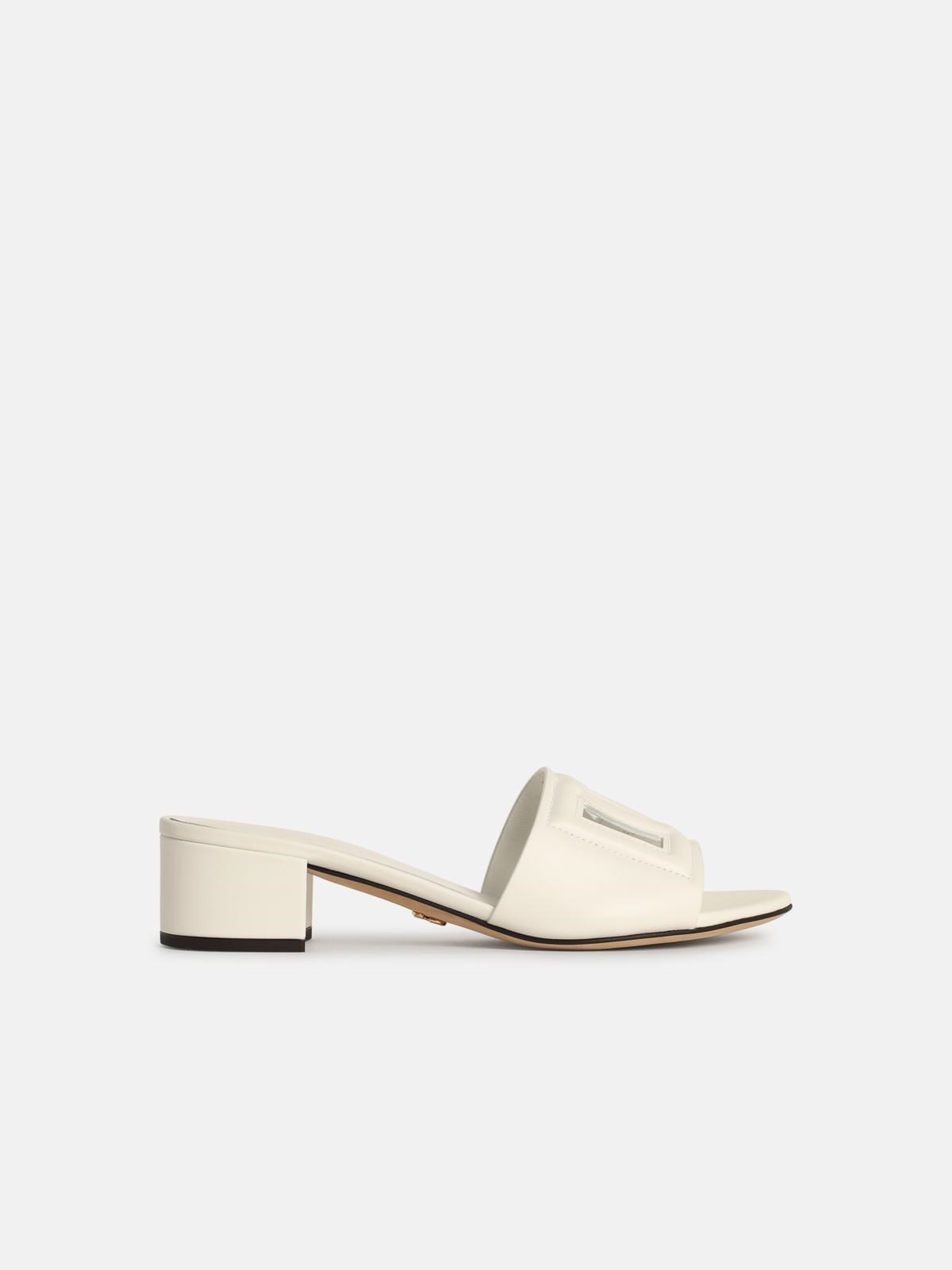 Dolce & Gabbana White Leather Slippers