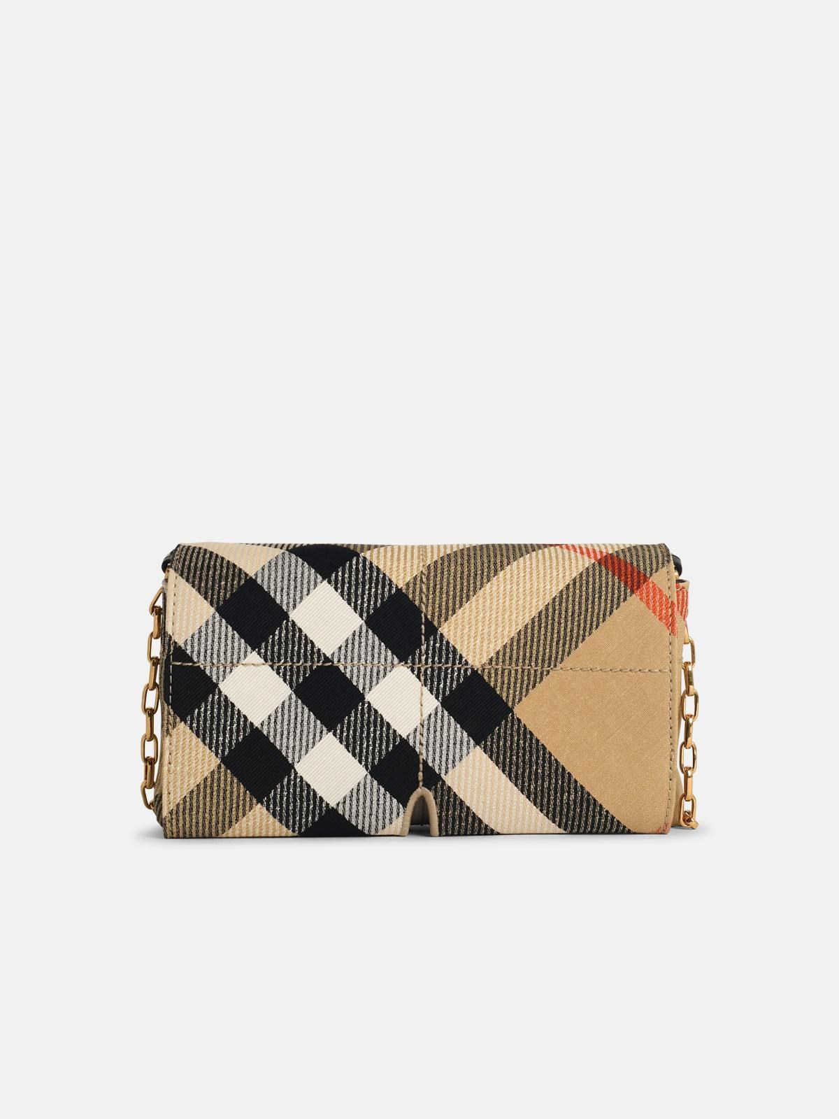Burberry 'check' Crossbody Bag In Beige Polyester Blend