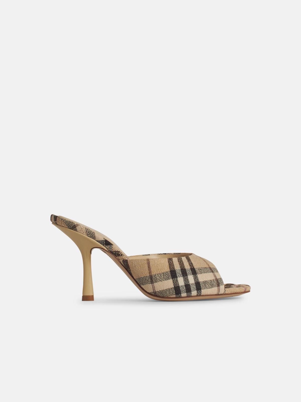 Burberry 'mews' Cream Fabric Mules In Cream