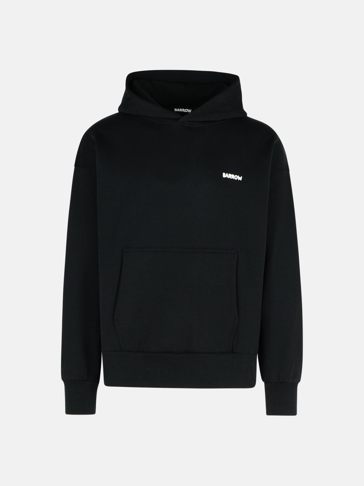 Barrow Black Cotton Sweatshirt In Black