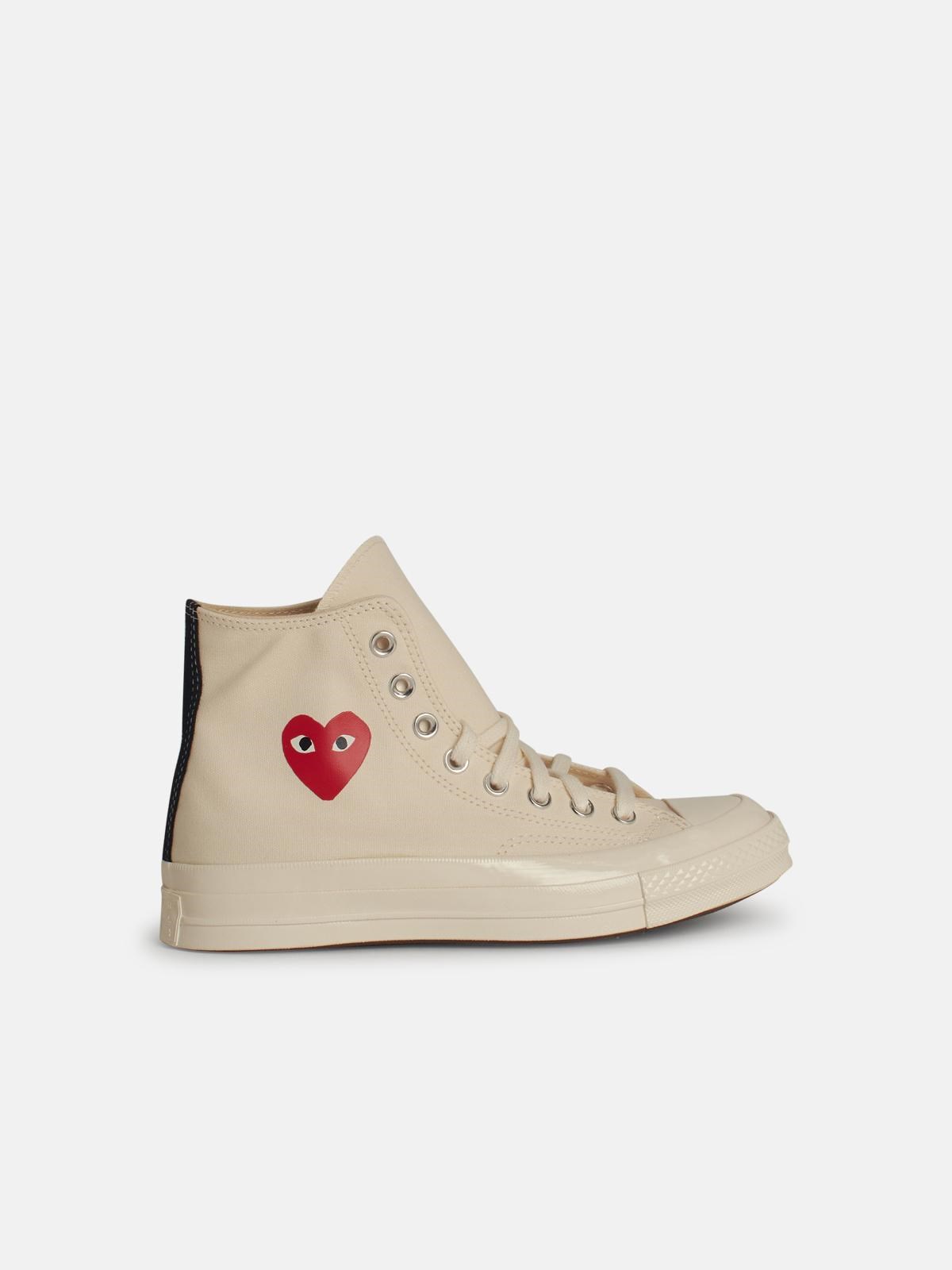 Comme Des Garçons Play X Converse Beige Tela Sneakers