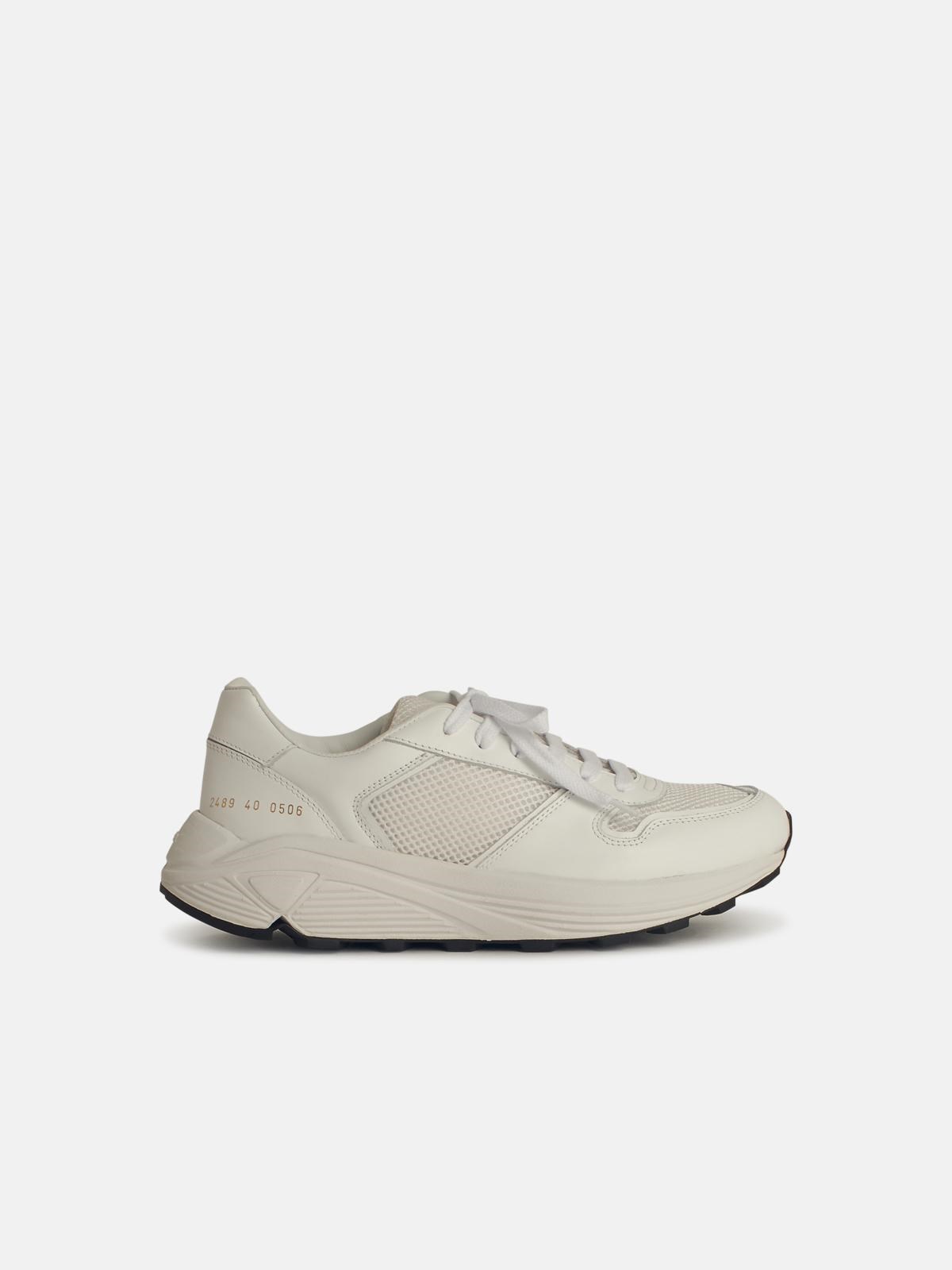 Common Projects 'runner' White Leather Blend Sneakers In White