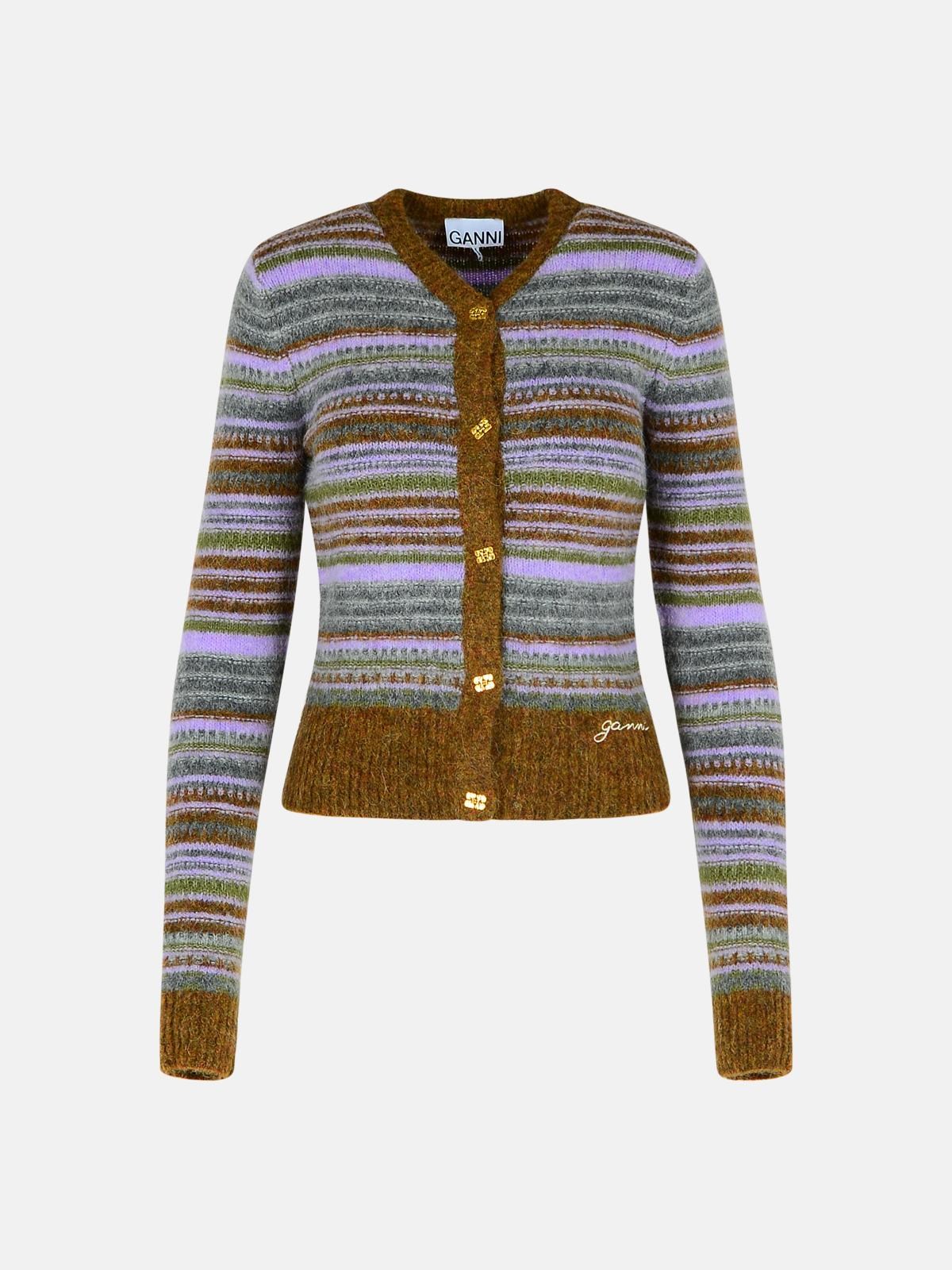 Ganni Green Alpaca Blend Cardigan