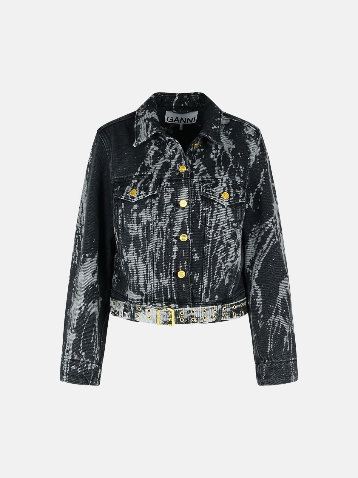 Ganni Black Denim Jacket In Black