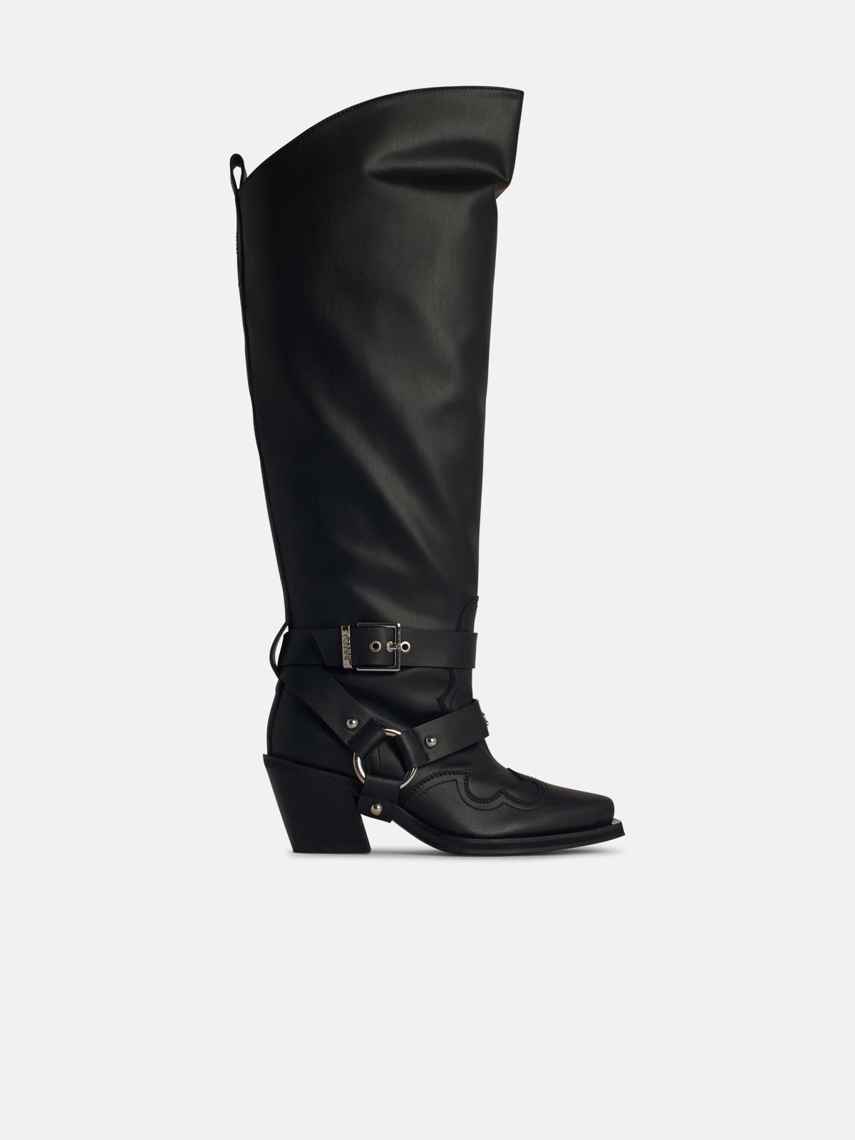 Ganni 'western' Black Recycled Leather Blend Boots In Black
