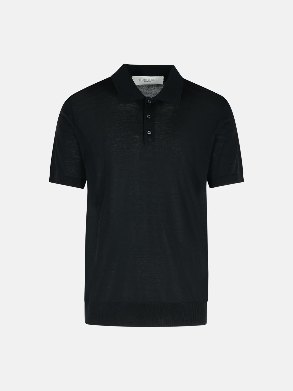 GOLDEN GOOSE Black Virgin Wool Polo Shirt
