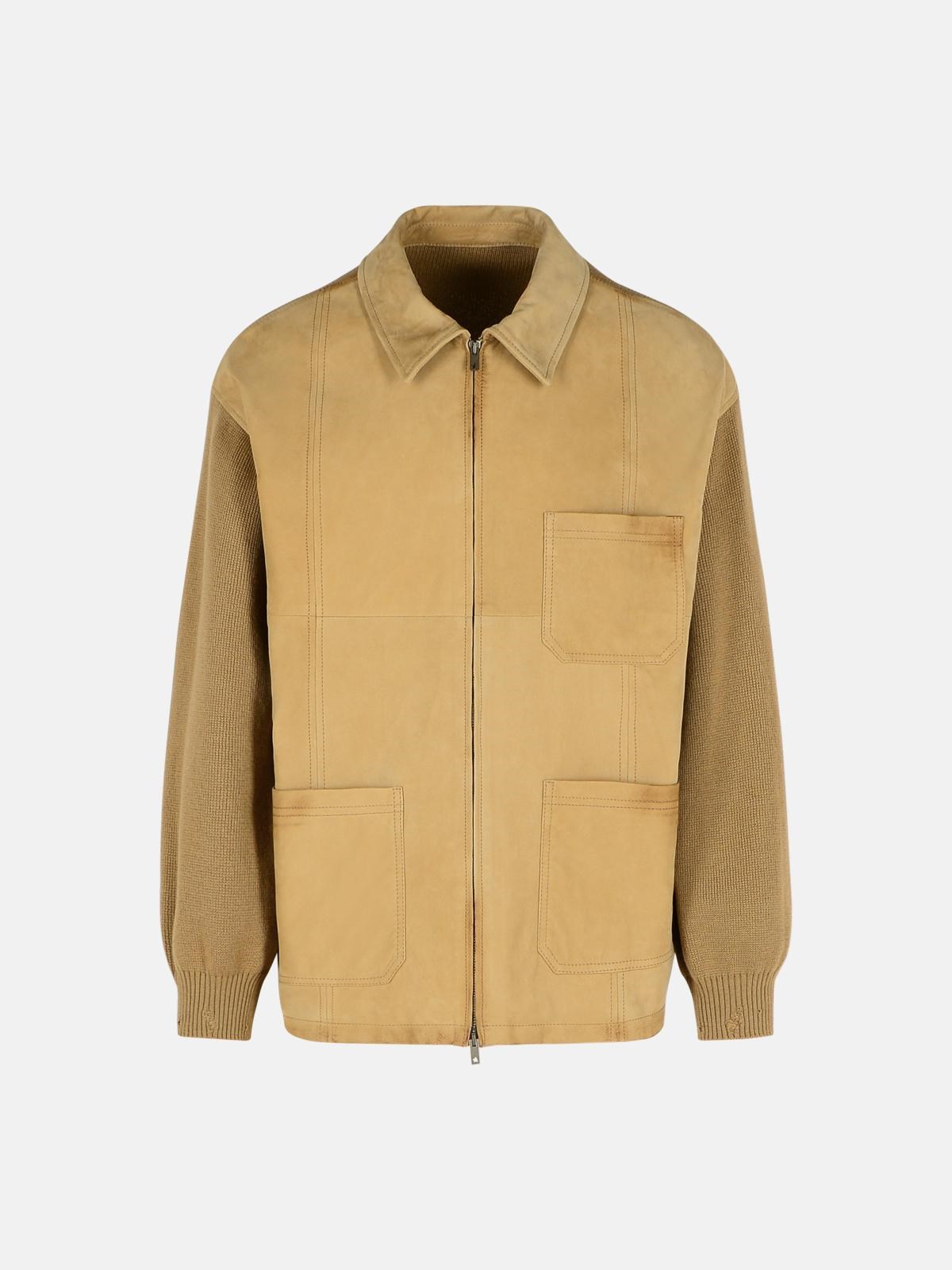 Golden Goose Beige Suede Jacket In Beige