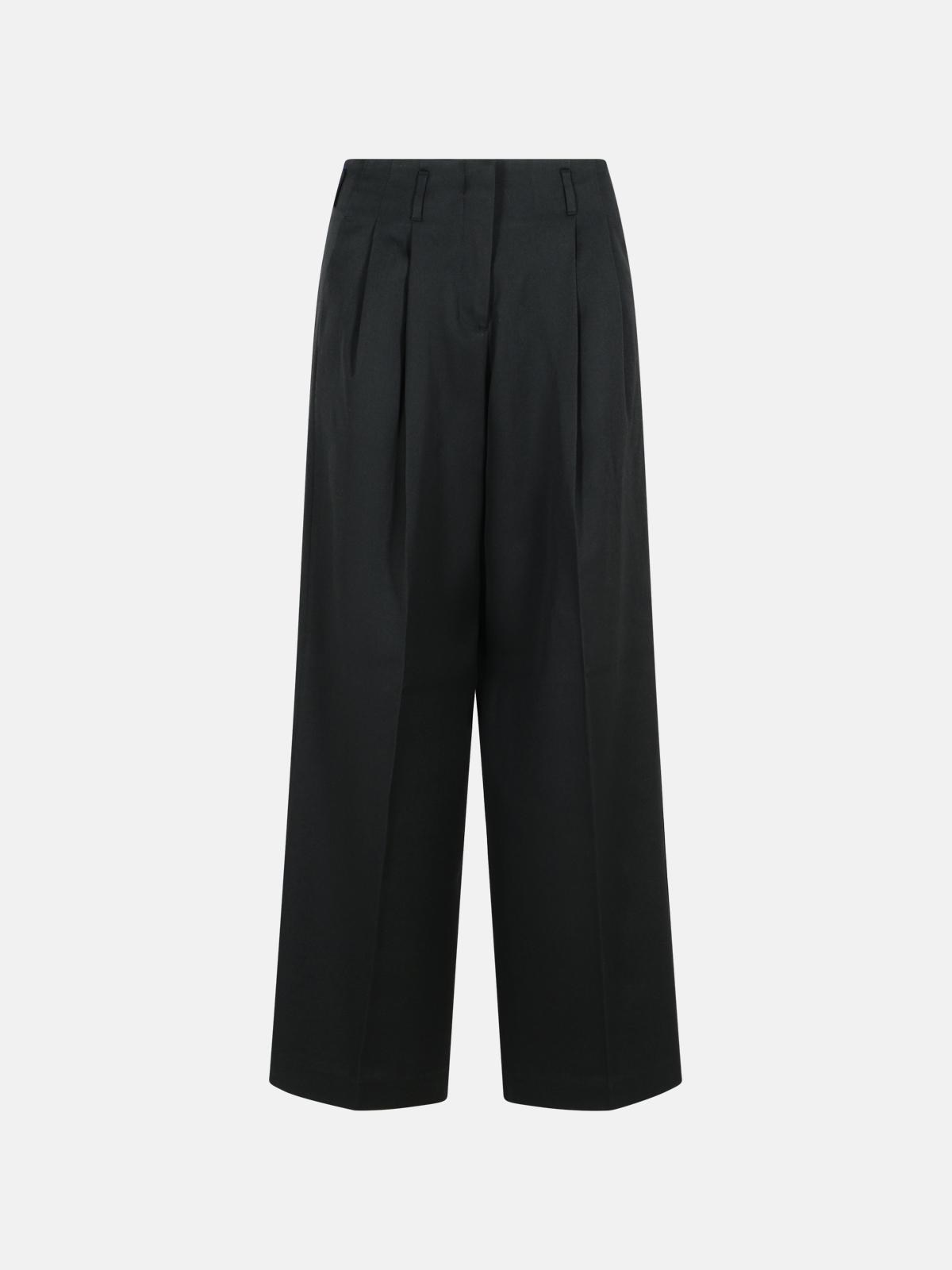 Golden Goose 'palazzo' Black Virgin Wool Pants In Black