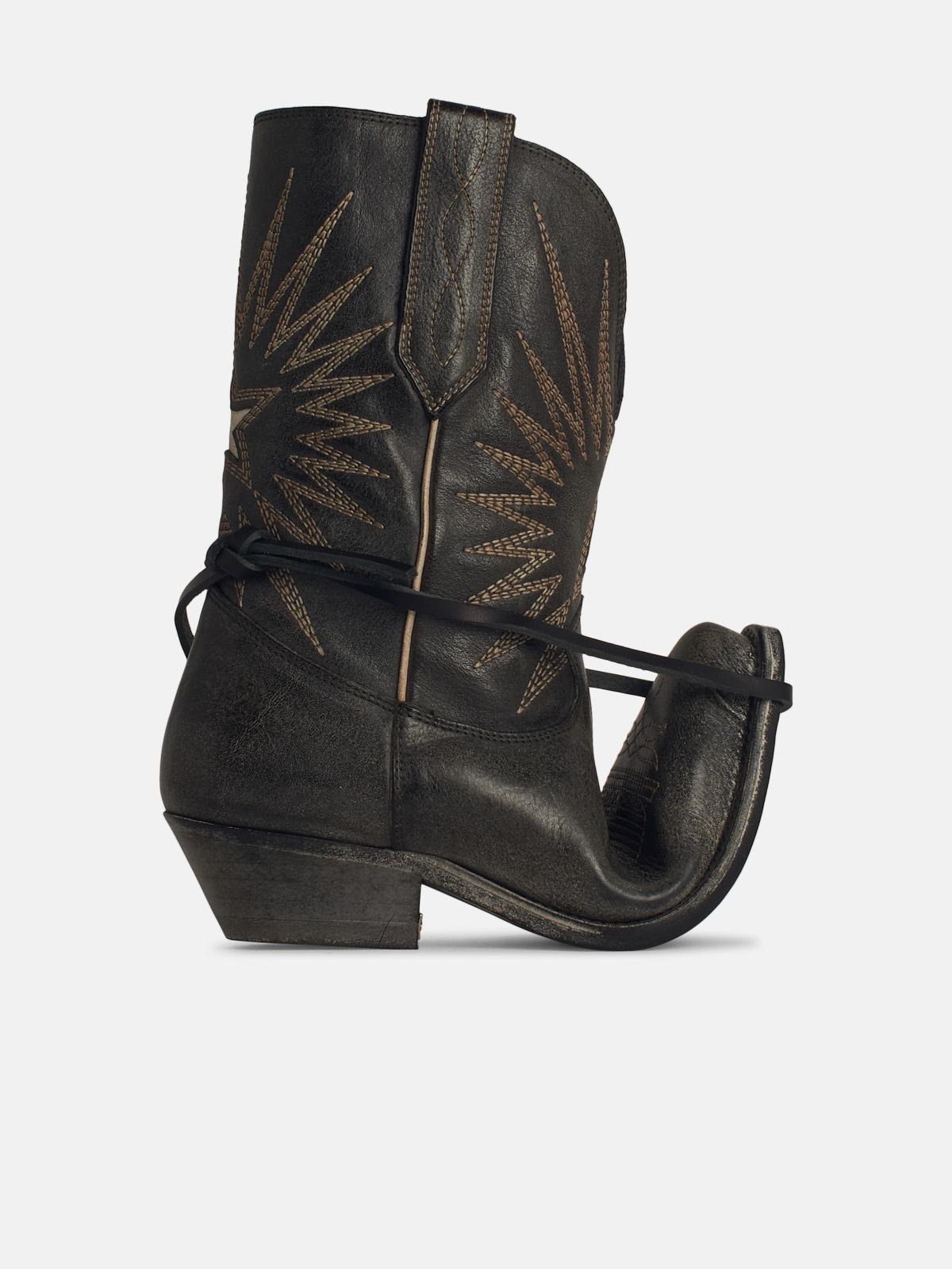 Golden Goose 'wish Star' Black Leather Boots In Black