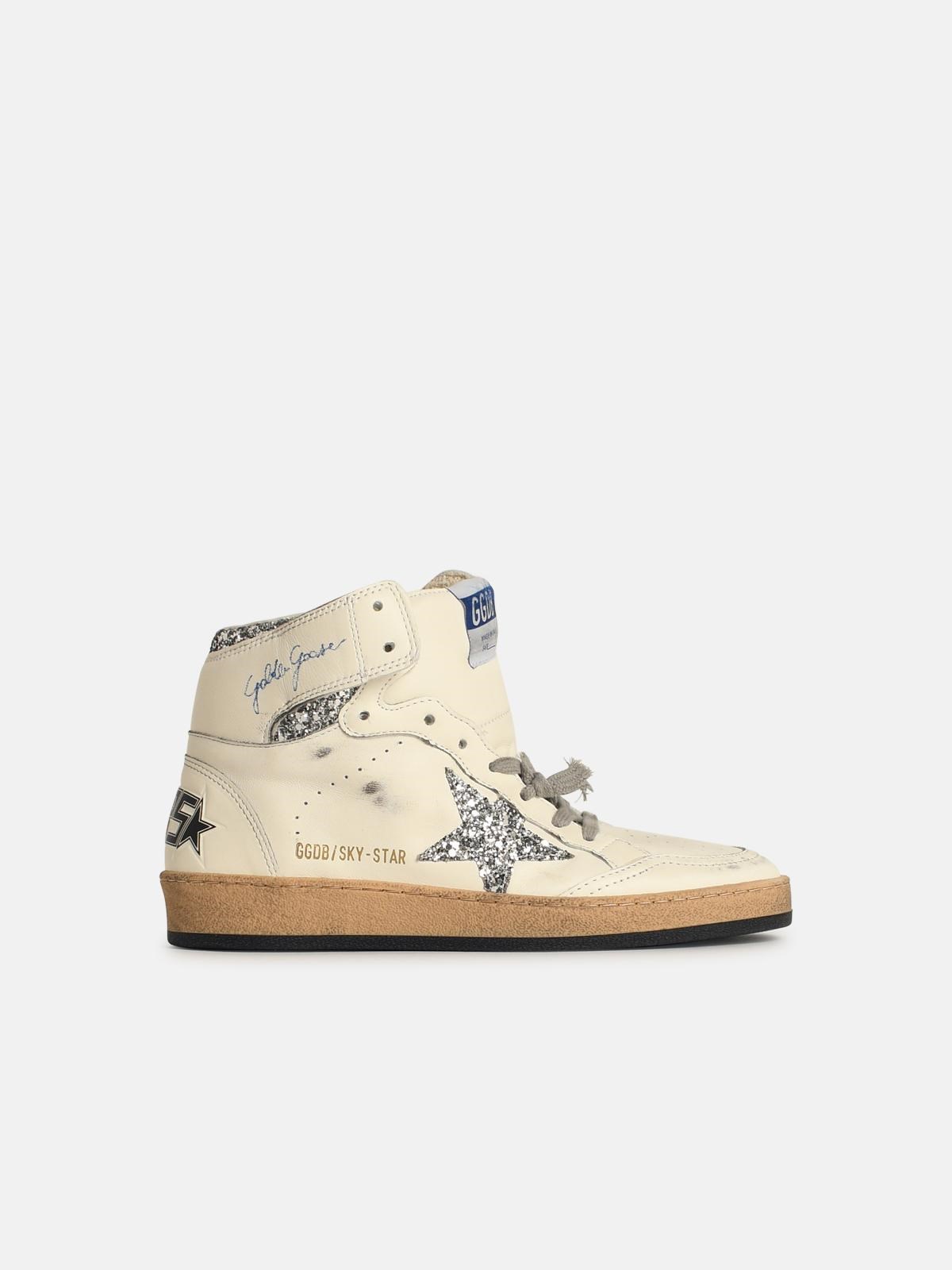 Golden Goose 'sky Star' White Leather Sneakers In White