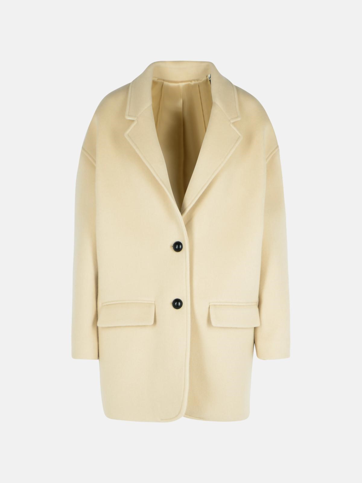 Isabel Marant 'campbelle' Beige Virgin Wool Blend Coat In Beige