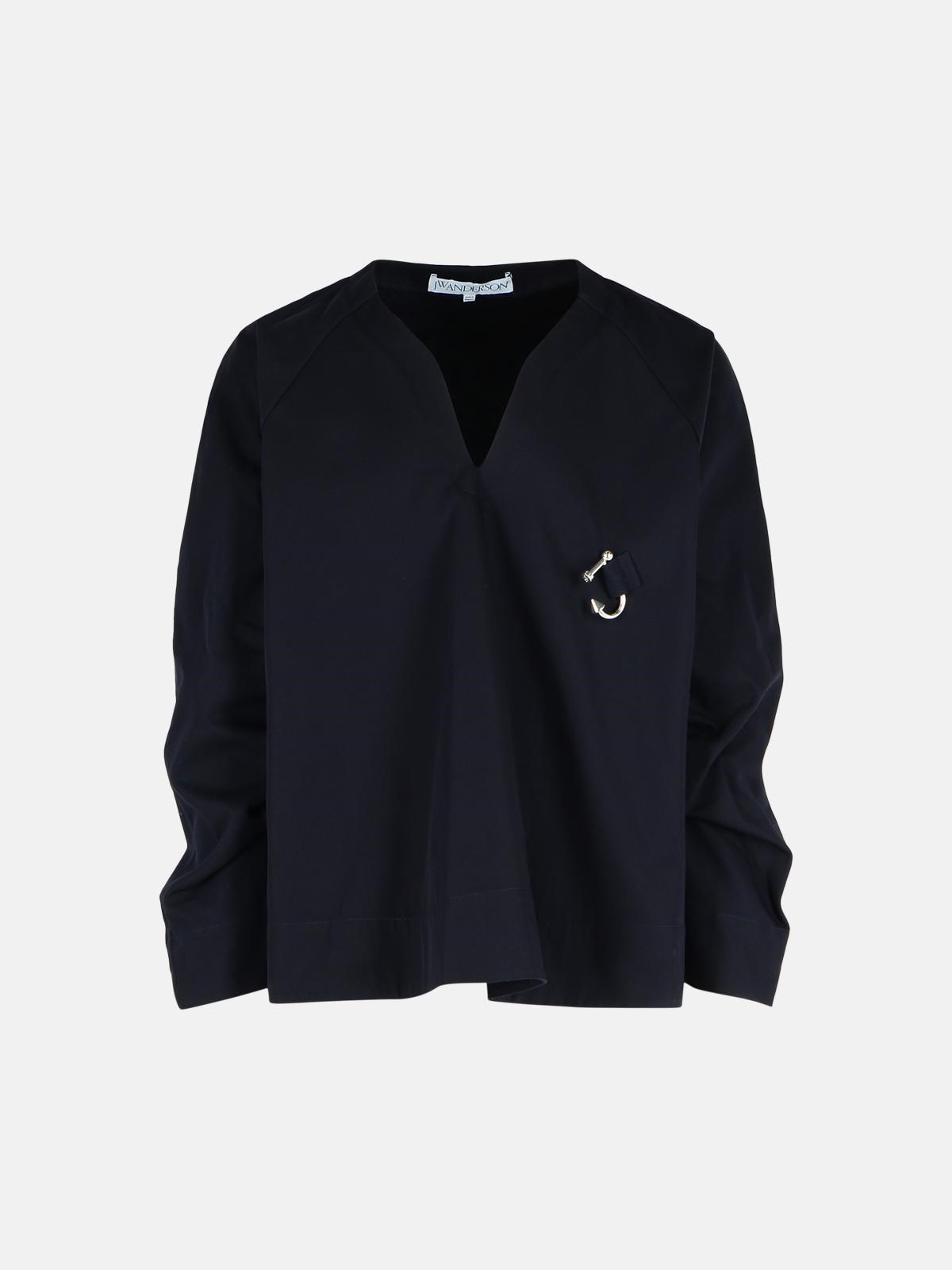 Jw Anderson 'anchor' Navy Cotton Sweater