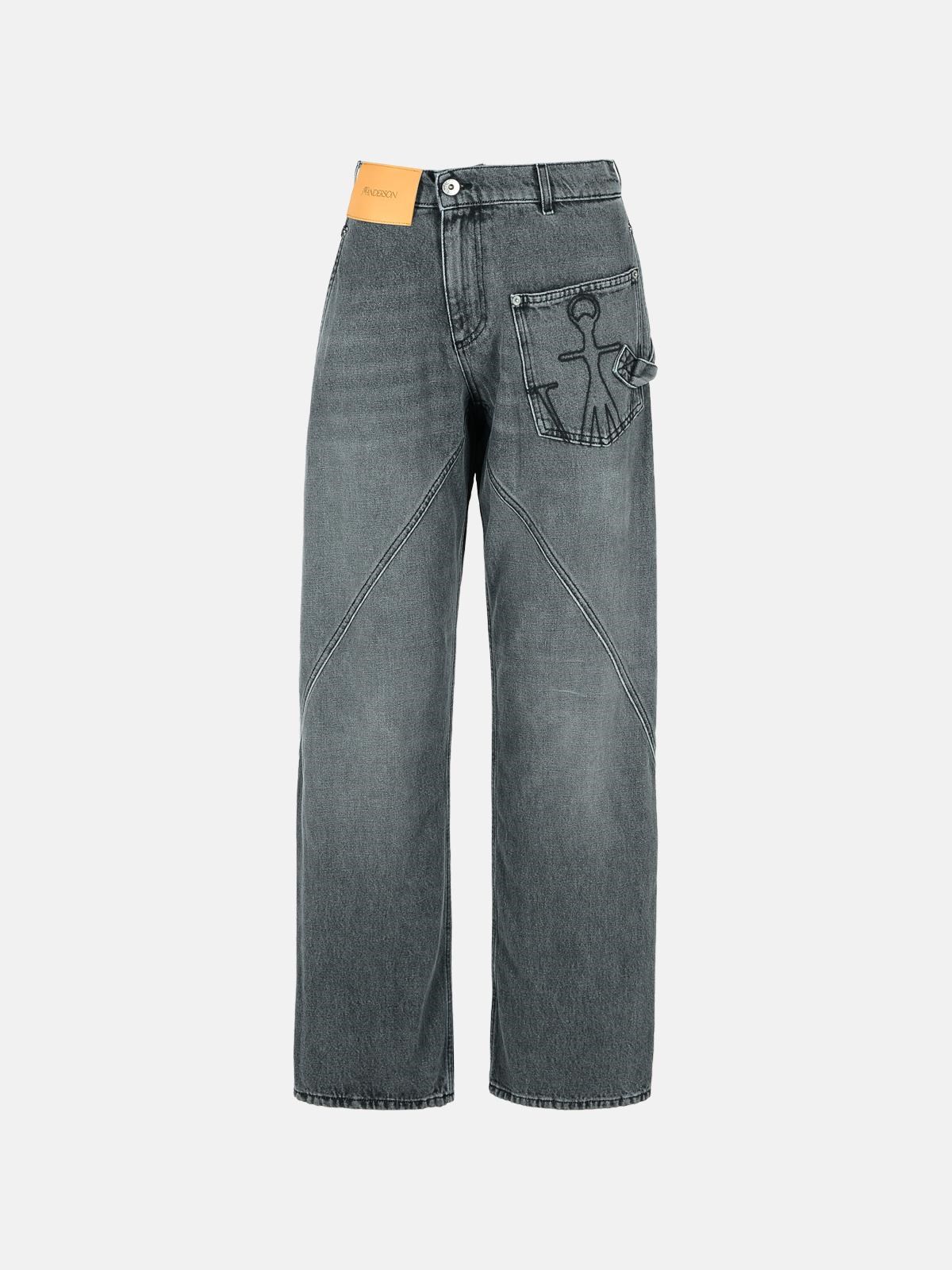 Jw Anderson 'twisted' Grey Denim Jeans