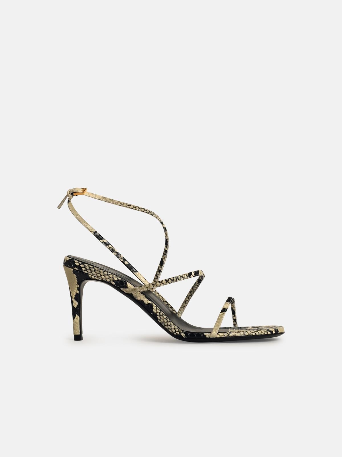 Khaite 'loop' Beige Leather Sandals In White