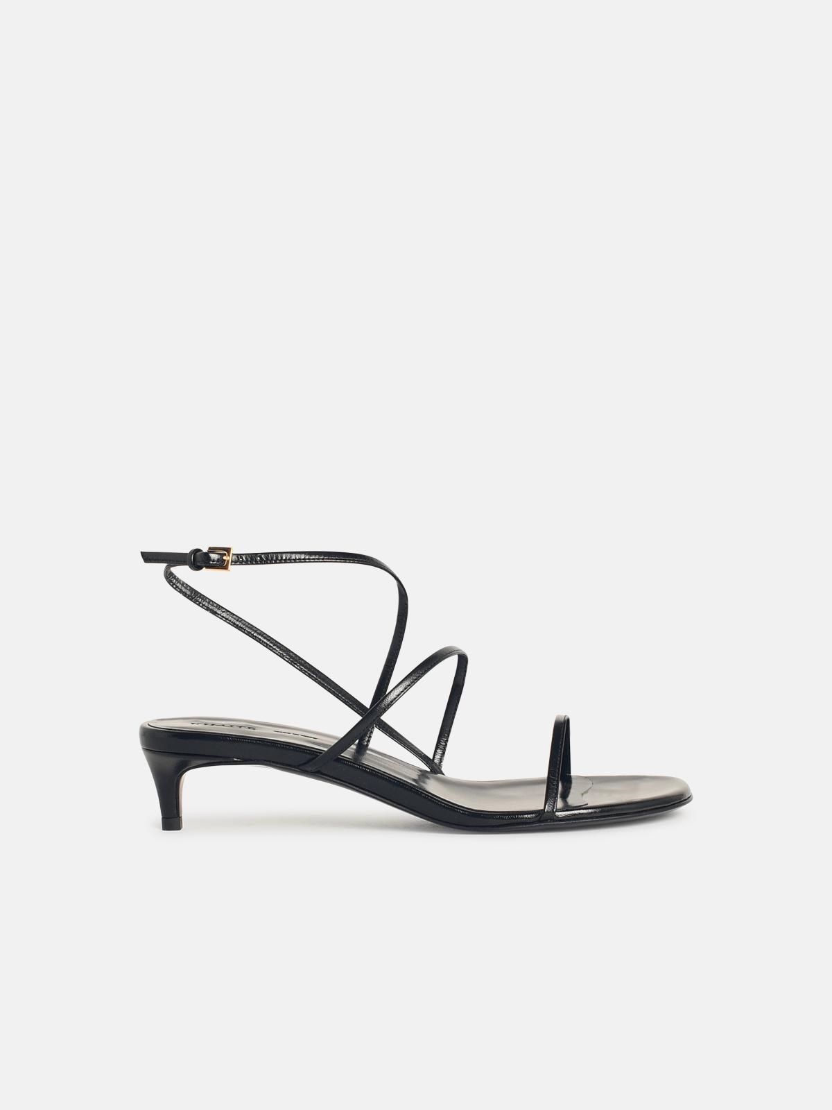 Khaite Black Leather 'loop' Low Sandals