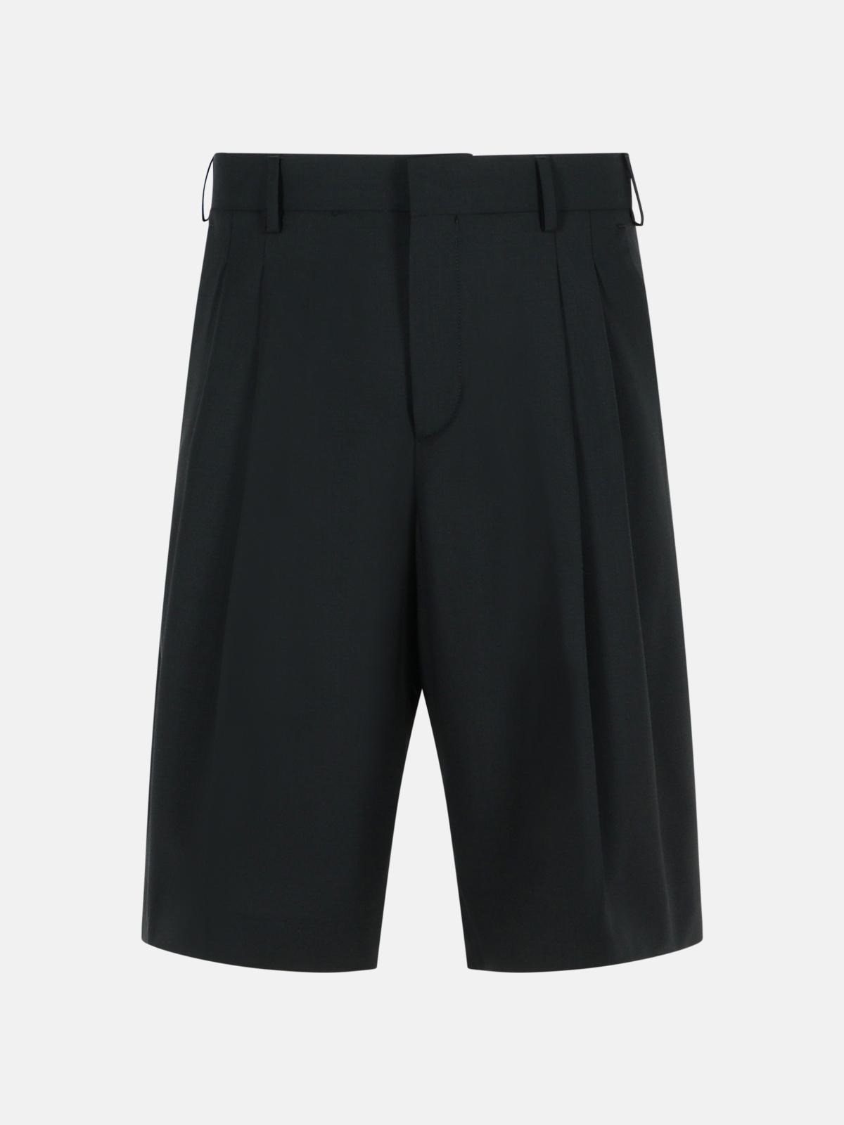 Laneus Black Virgin Wool Bermuda Shorts In Black