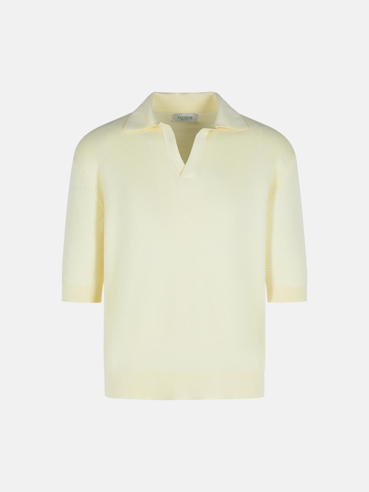 Laneus Cream Cotton Polo Shirt