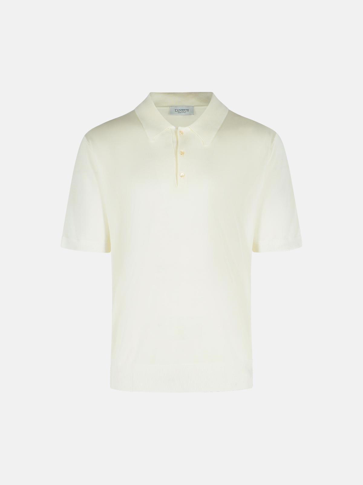 Laneus Polo Shirt In Lyocell Cream In Cream