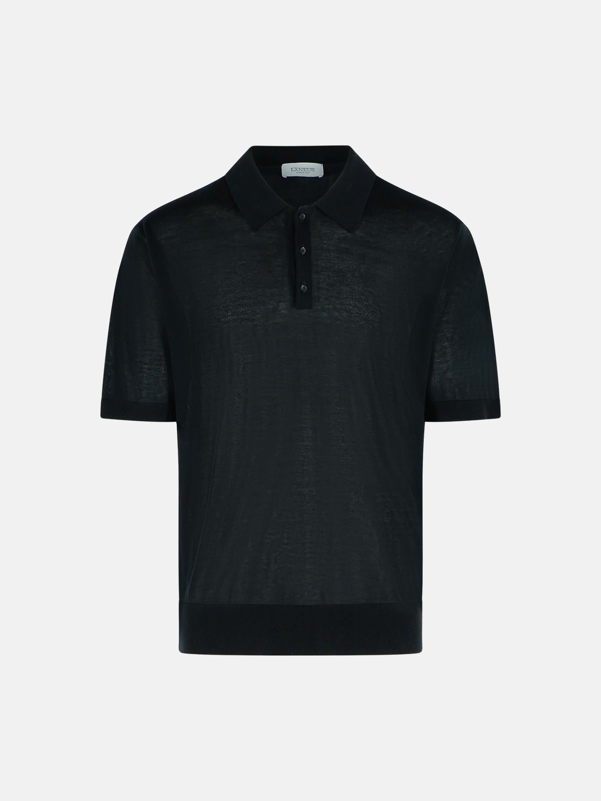 Laneus Black Lyocell Polo Shirt In Black