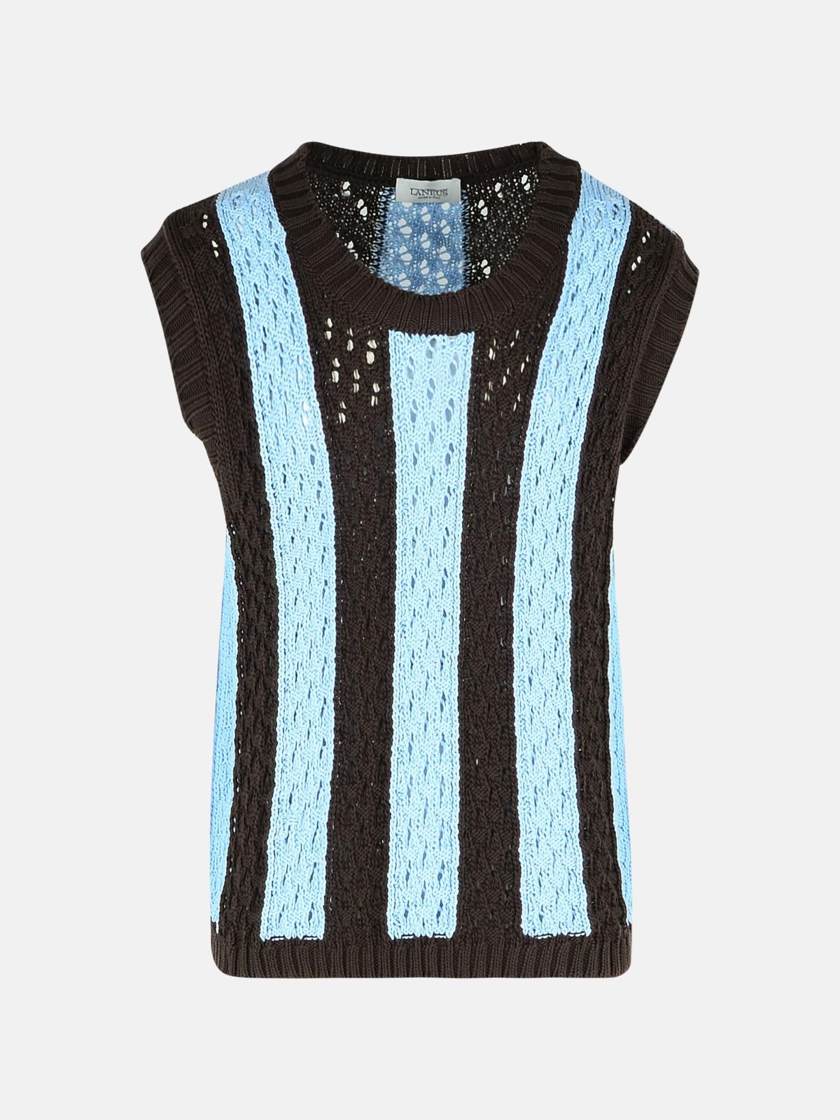 Laneus Light Blue Cotton Vest In Light Blue