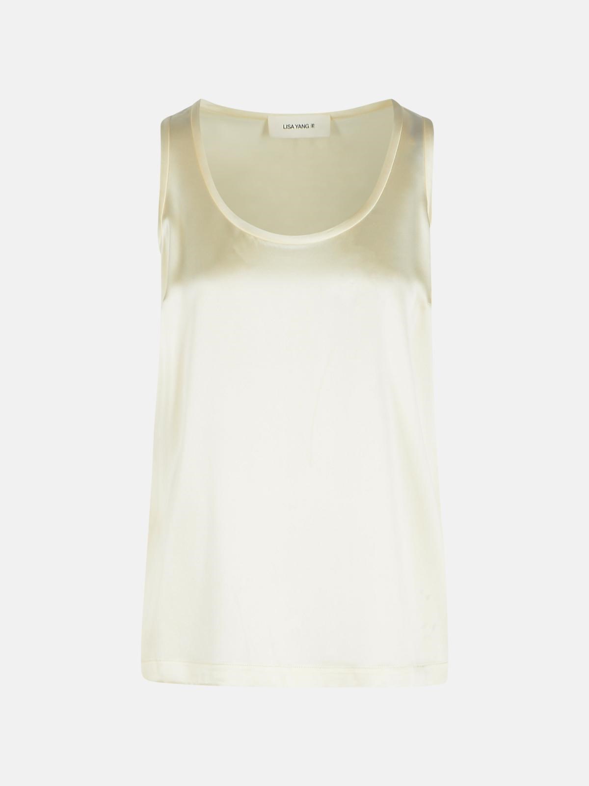 Lisa Yang 'scoop' Ivory Silk Tank Top In Ivory