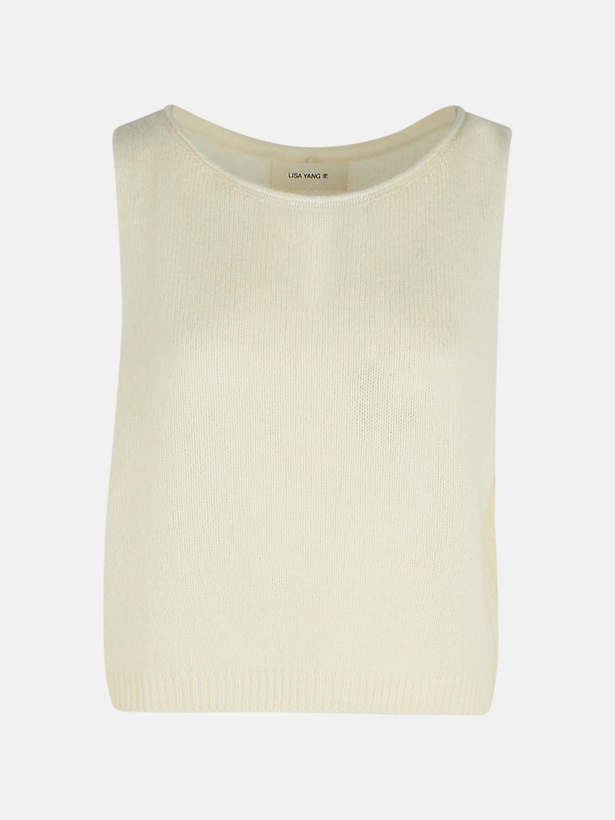 Lisa Yang 'devine' Cream Silk Blend Vest In Cream