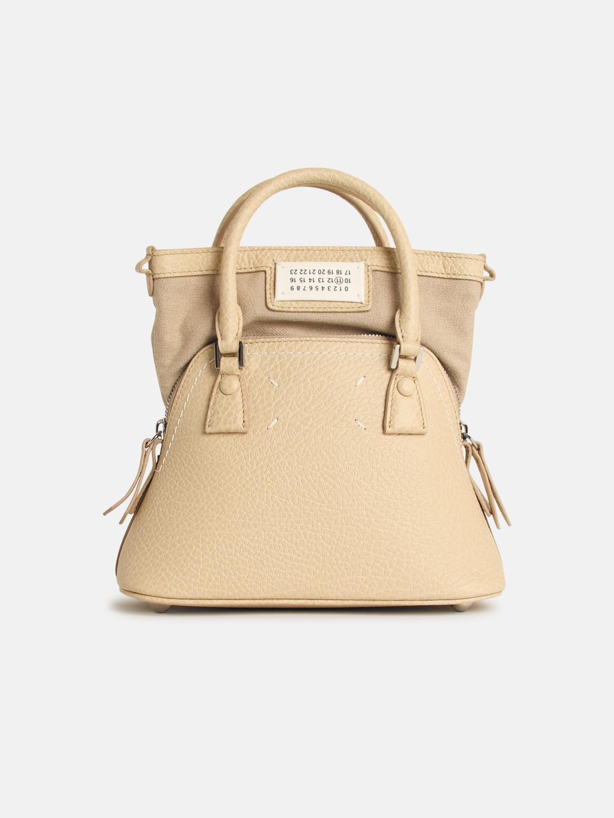 Maison Margiela '5ac' Micro Bag In Beige Leather