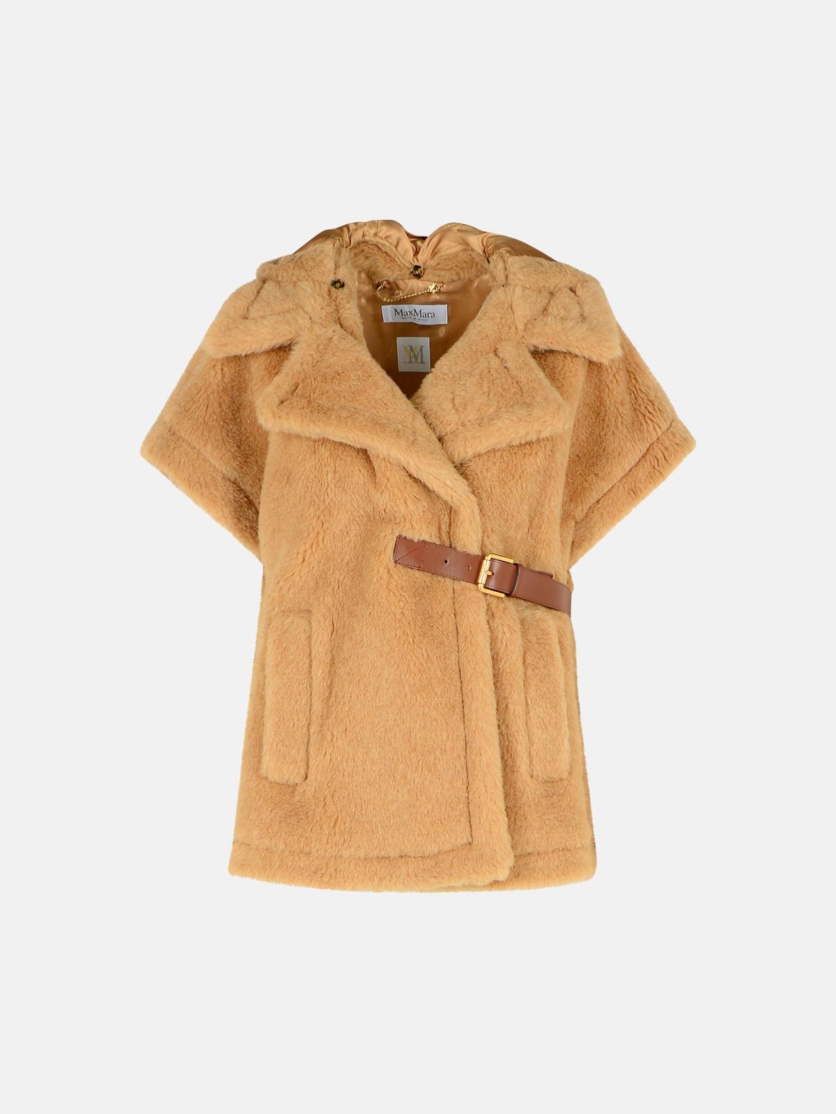 Max Mara 'lanoso' Beige Alpaca Blend Cape In Beige