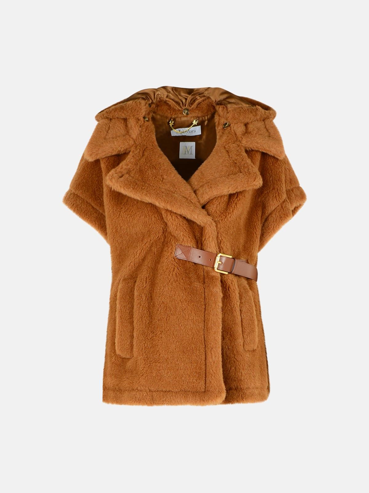 Max Mara 'lanoso' Beige Alpaca Blend Cape In Beige