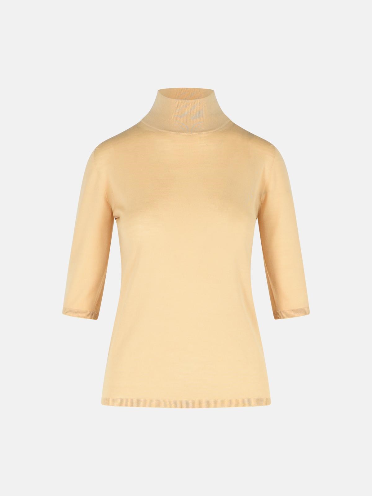Max Mara 'cecina' Beige Virgin Wool Turtleneck Sweater In Beige